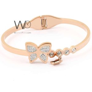 Butterfly bracelet metal rose gold for women