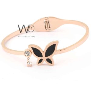 Butterfly bracelet rose gold metal for women