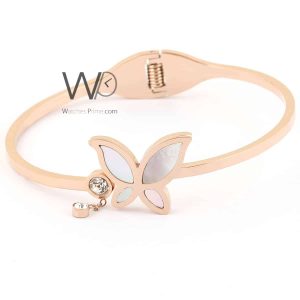 Butterfly women bracelet rose gold metal