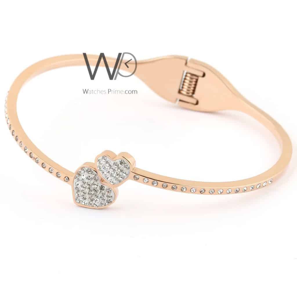 Hearts metal rose gold women bracelet | Watches Prime