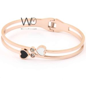 Hearts rose gold metal women bracelet