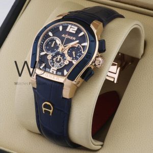 Aigner chronograph blue with leather blue belt