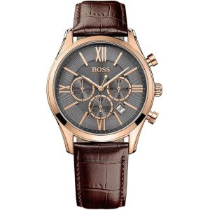 1513198 hugo boss watch men brown leather ambassador
