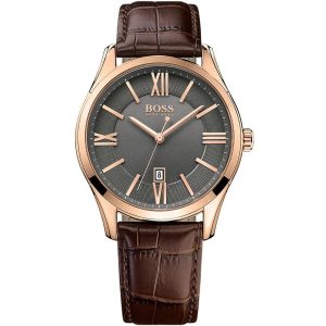 1513387 hugo boss watch men brown leather ambassador