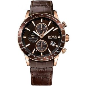 1513392 hugo boss watch men brown leather rafale