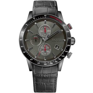1513445 hugo boss watch men black leather rafale