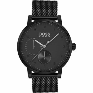 1513636 hugo boss watch men black leather oxygen
