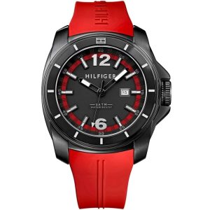 1791112 tommy hilfiger watch men red black rubber windsurf