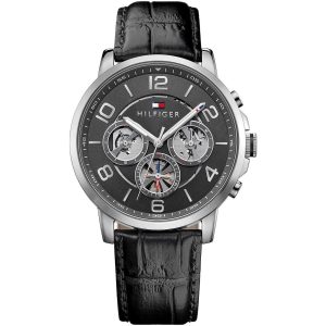 1791289 tommy hilfiger watch men black leather keagan
