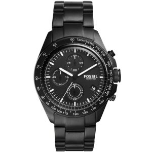 Ch3028 fossil watch men black leather sport 54