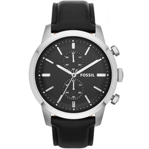 Fs4866 fossil watch men black leather townsman