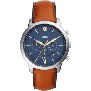 Fs5453 fossil watch men brown leather neutra