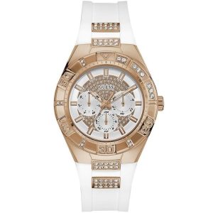 W0653l4 guess watch women white rubber luna