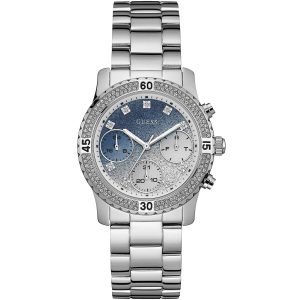 W0774l6 guess watch women silver metal confetti