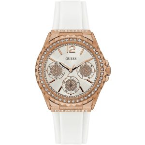 W0846l5 guess watch women white rubber starlight