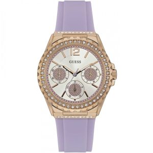 W0846l6 guess watch women purple rubber starlight