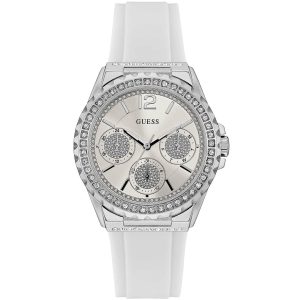 W0846l8 guess watch women white rubber starlight