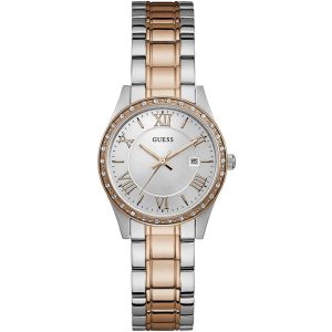 W0985l3 guess watch women silver rose gold metal greenwich