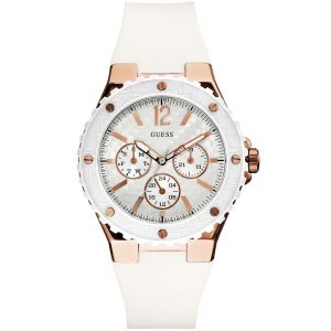 W10614l2 guess watch women white rubber overdrive