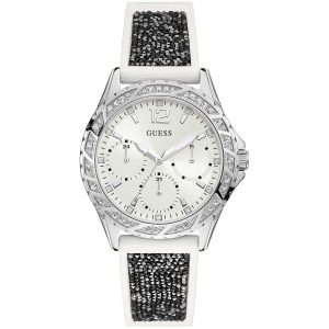 W1096l1 guess watch women white rubber swirl
