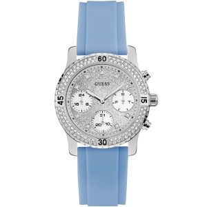 W1098l3 guess watch women blue rubber confetti
