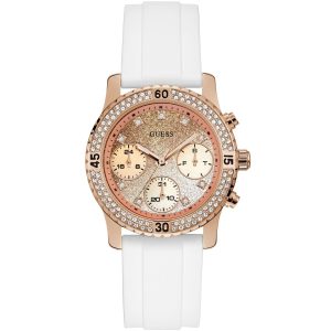 W1098l5 guess watch women white rubber confetti