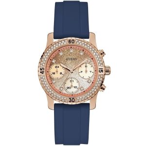 W1098l6 guess watch women blue rubber confetti