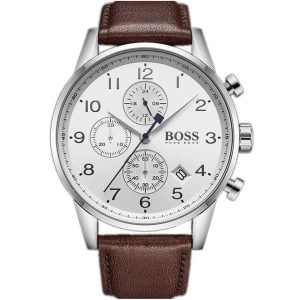 1513495 hugo boss watch men brown leather navigator