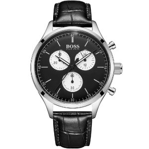 1513543 hugo boss watch men black leather companion