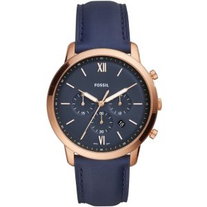 Fs5454 fossil watch men blue leather neutra