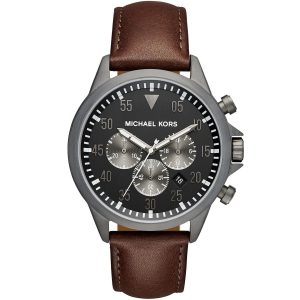 Mk8536 michael kors watch men brown leather gage