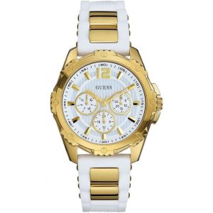 W0325l2 guess watch women white gold rubber intrepid 2
