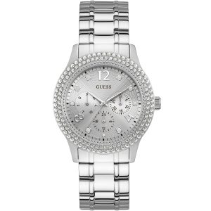 W1097l1 guess watch women silver metal bedazzle
