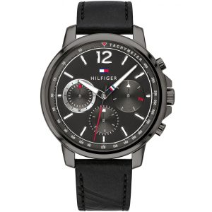 1791533 tommy hilfiger watch men black leather landon