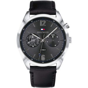 1791548 tommy hilfiger watch men black leather deacan