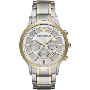 Ar11076 emporio armani watch men silver gold metal stainless steel renato