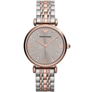 Ar1840 emporio armani watch women silver rose gold metal stainless steel gianni t bar