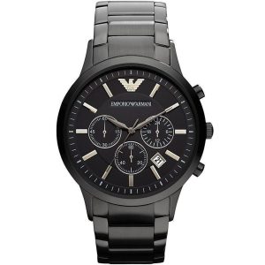 Ar2453 emporio armani watch men black metal stainless steel renato
