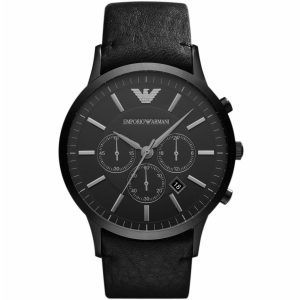 Ar2461 emporio armani watch men black leather renato