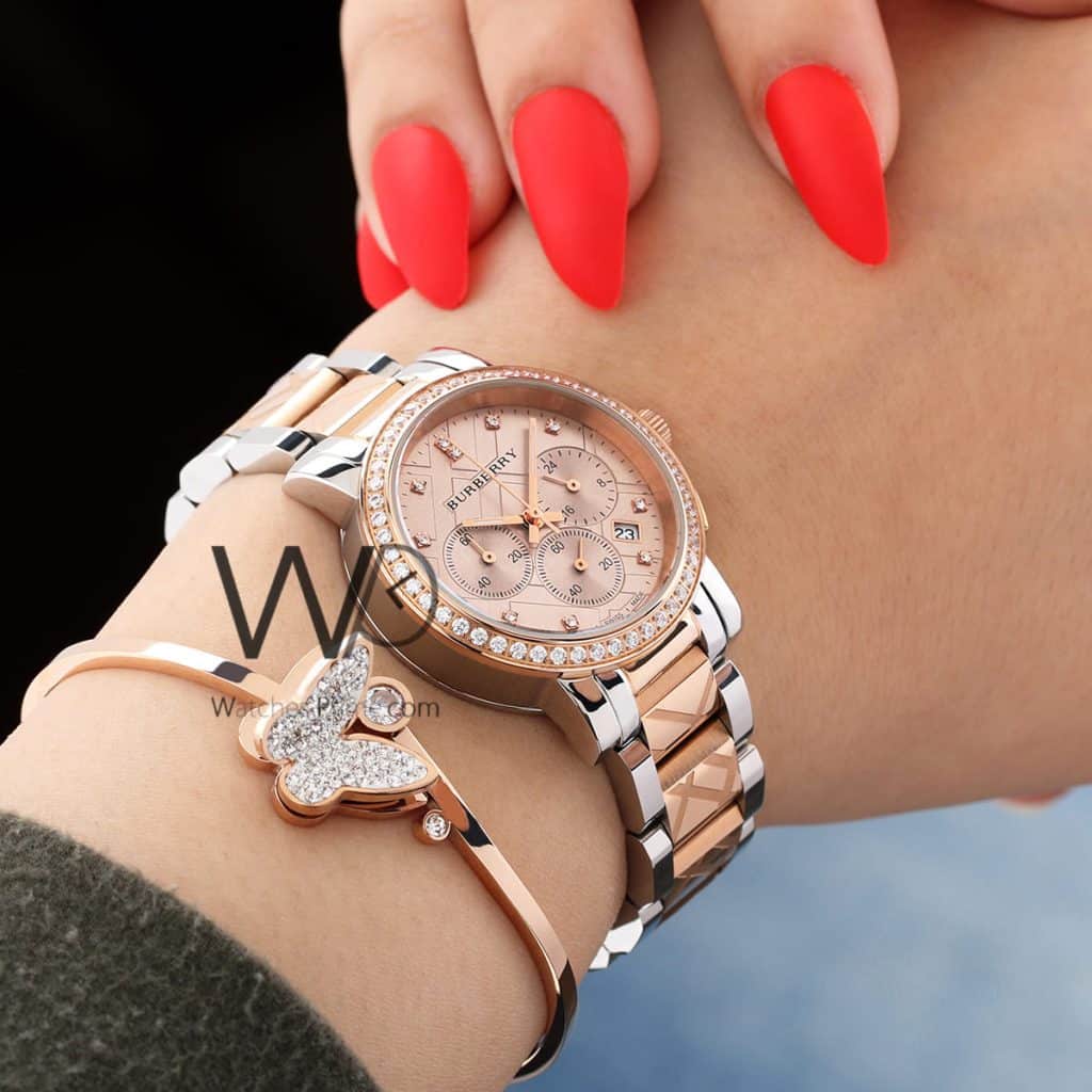 Burberry check Engraved White Women's Watch | Watches Prime
