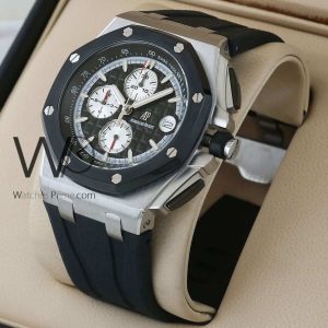 Audemars piguet black dial black rubber belt