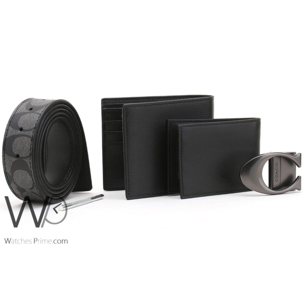 Coach wallet card holder and belt black men | Watches Prime