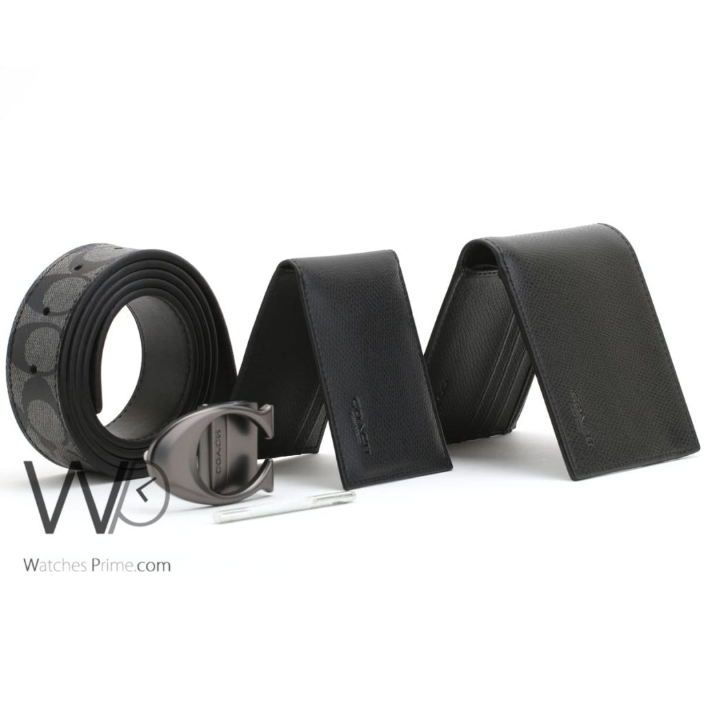 Coach wallet card holder and belt black men | Watches Prime