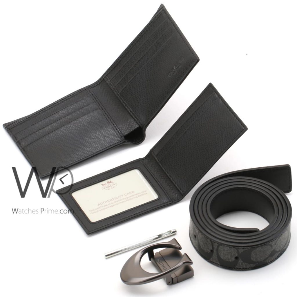 Coach wallet card holder and belt black men | Watches Prime