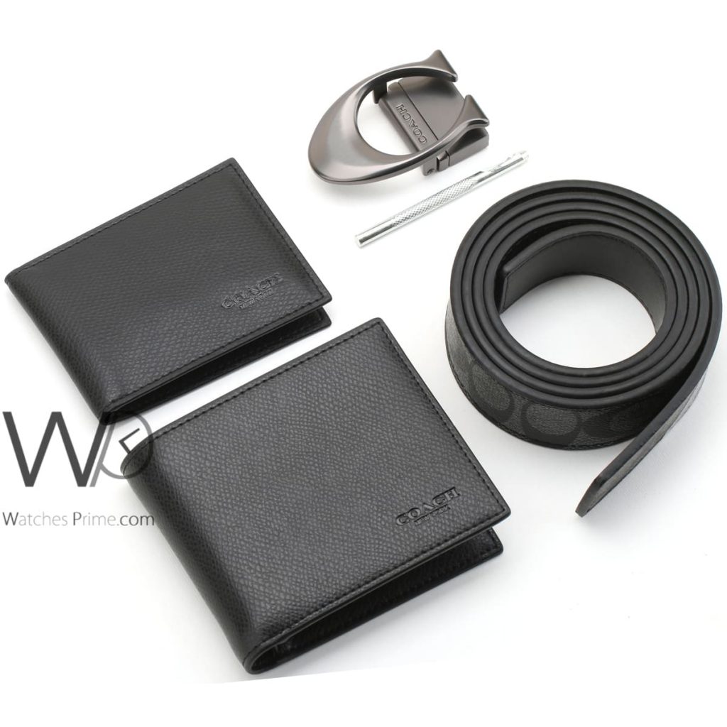 Coach wallet card holder and belt black men | Watches Prime