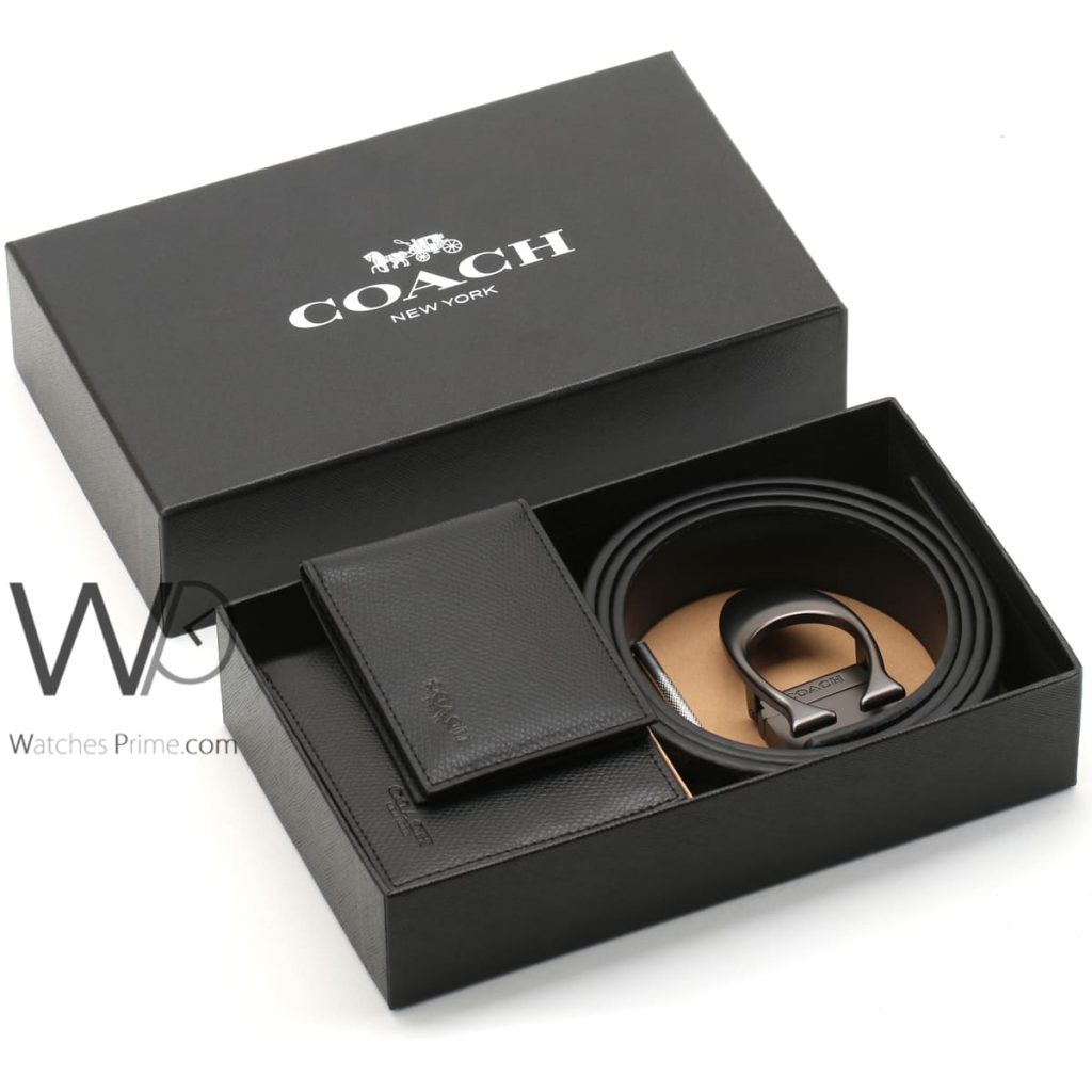Coach wallet card holder and belt black men | Watches Prime
