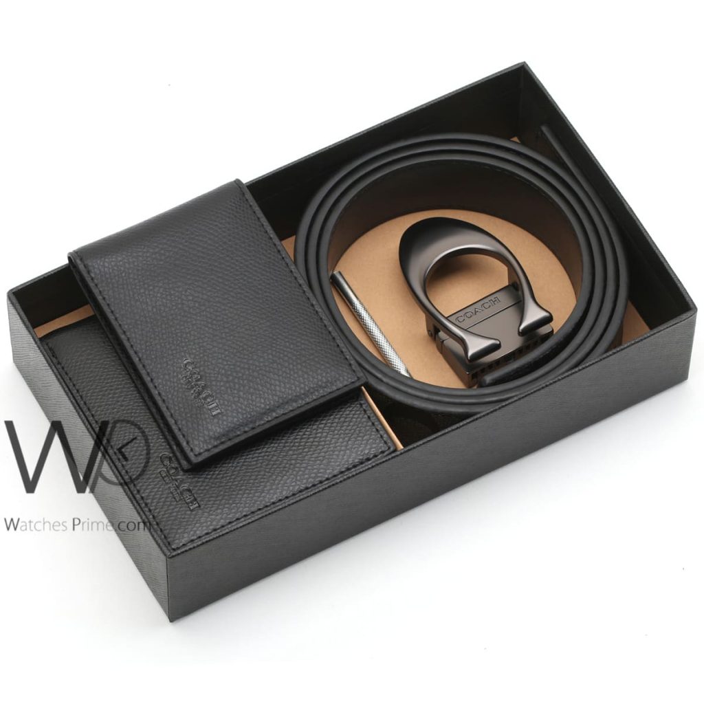Coach wallet card holder and belt black men | Watches Prime