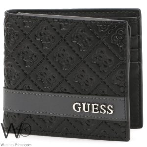 Guess leather wallet for men black | Watches Prime