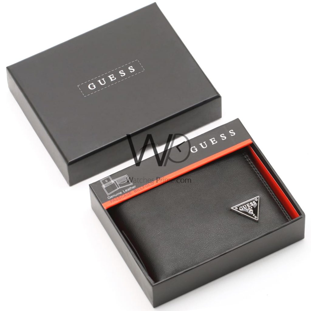 Guess leather wallet for men black | Watches Prime