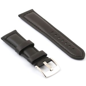 Black leather watch strap 24mm 1